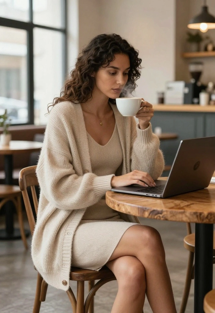 10 Cozy Chill Day Outfit Ideas That Are Stylish Yet Super Comfy! - 7. Knit Dress with Chunky Cardigan 1