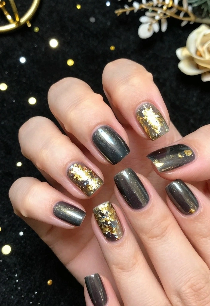 10 Stunning Nye Nails That Will Make Your New Year's Eve Sparkle! - 2. Metallic Foil Accents 1