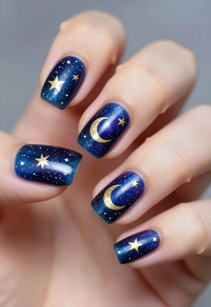 10 Stunning Nye Nails That Will Make Your New Year's Eve Sparkle! - 3. Starry Night Sky 1