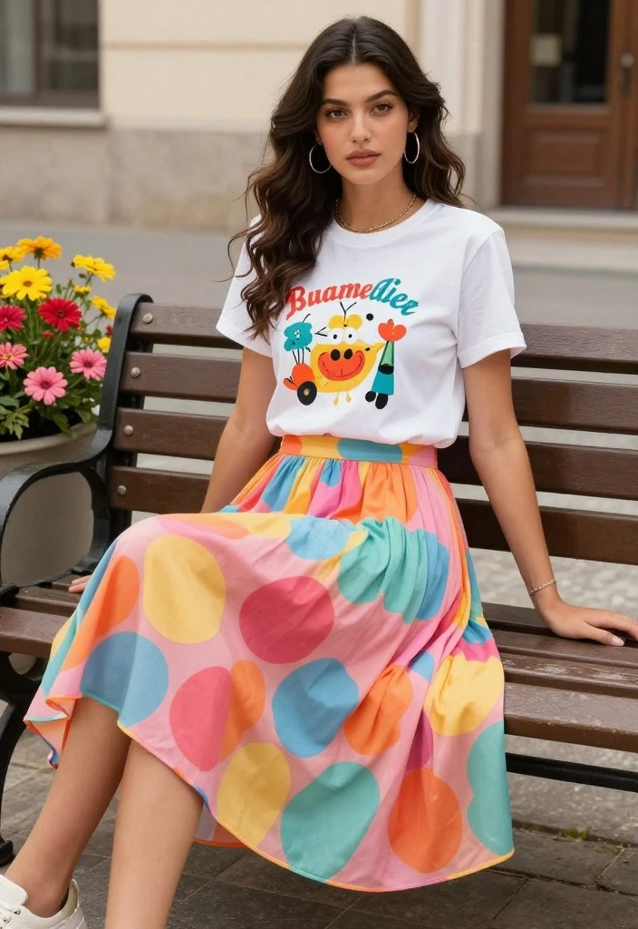 11 Casual Summer Outfit Ideas That Will Inspire Your Wardrobe Refresh! - 6. Graphic Tees with Skirts 1