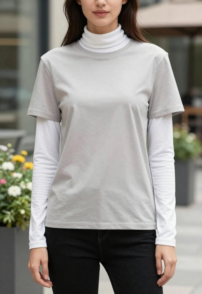 11 Genius Outfit Ideas for Spring Casual Wear (You Won't Believe #9!) - 9. Unexpected Layering with a Tee and Turtleneck 1