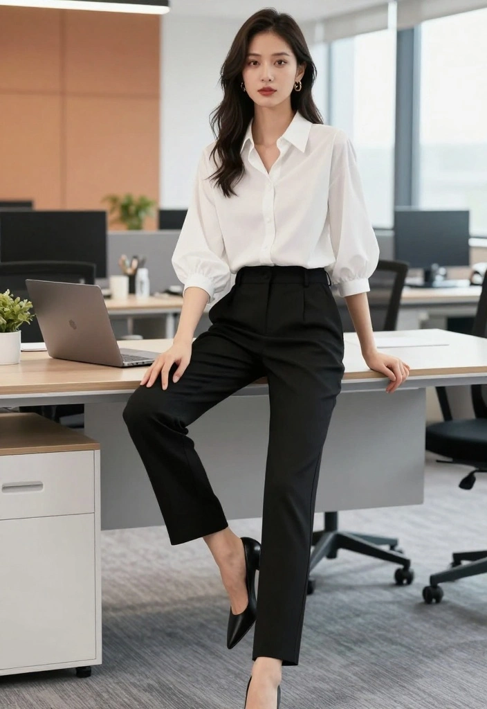 11 Simple Outfit Ideas Aesthetic for the Office That Will Make Your Boss Take Notice! - 3. Tailored Trousers with a Trendy Top 1
