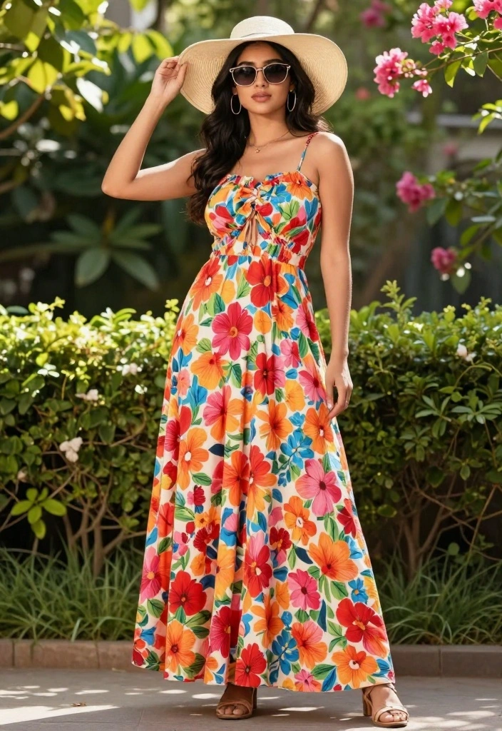 12 Effortlessly Chic Summer Outfits That Will Make You Look Stunning! - 1. Breezy Maxi Dress with Strappy Sandals 1