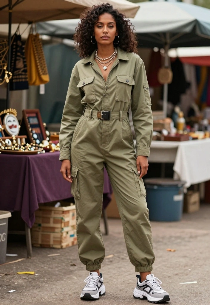 12 Grunge Outfit Ideas for Women That Will Make You the Queen of Edgy Style! - 7. Utility Jumpsuits and Chunky Sneakers 1