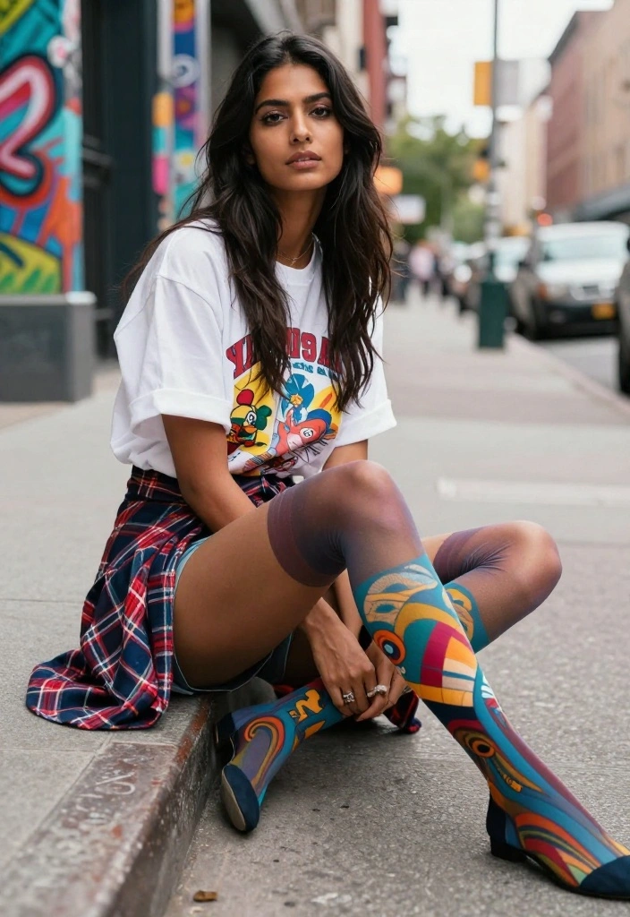 12 Grunge Outfit Ideas for Women That Will Make You the Queen of Edgy Style! - 9. High-Waisted Shorts and Stockings 1