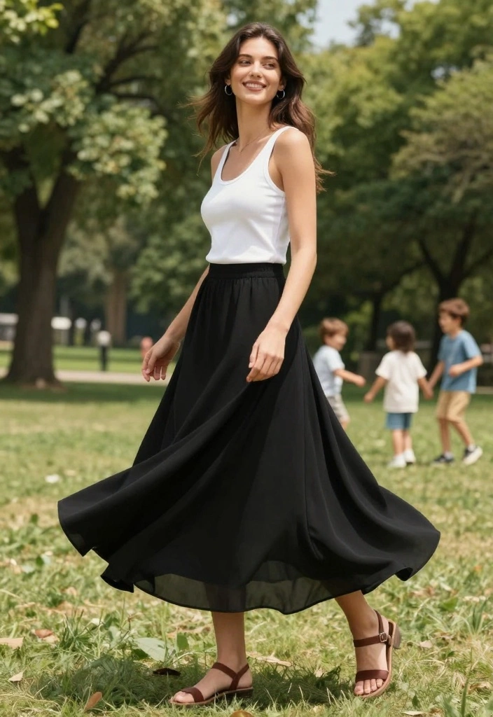 12 Minimalist Casual Outfits for Women That Are Total Wardrobe Game Changers! - 10. Casual Maxi Skirt Ensemble 1
