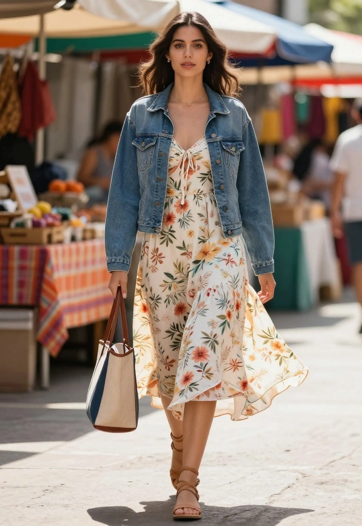 12 Summer Streetwear Outfits for Women That Will Keep You Cool and Stylish! - 6. Denim Jacket with Casual Sundress 1