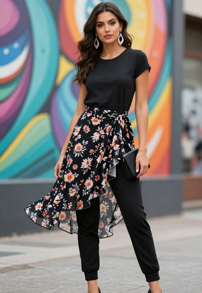 12 Summer Streetwear Outfits for Women That Will Keep You Cool and Stylish! - 8. Skirt Over Pants Trend 1