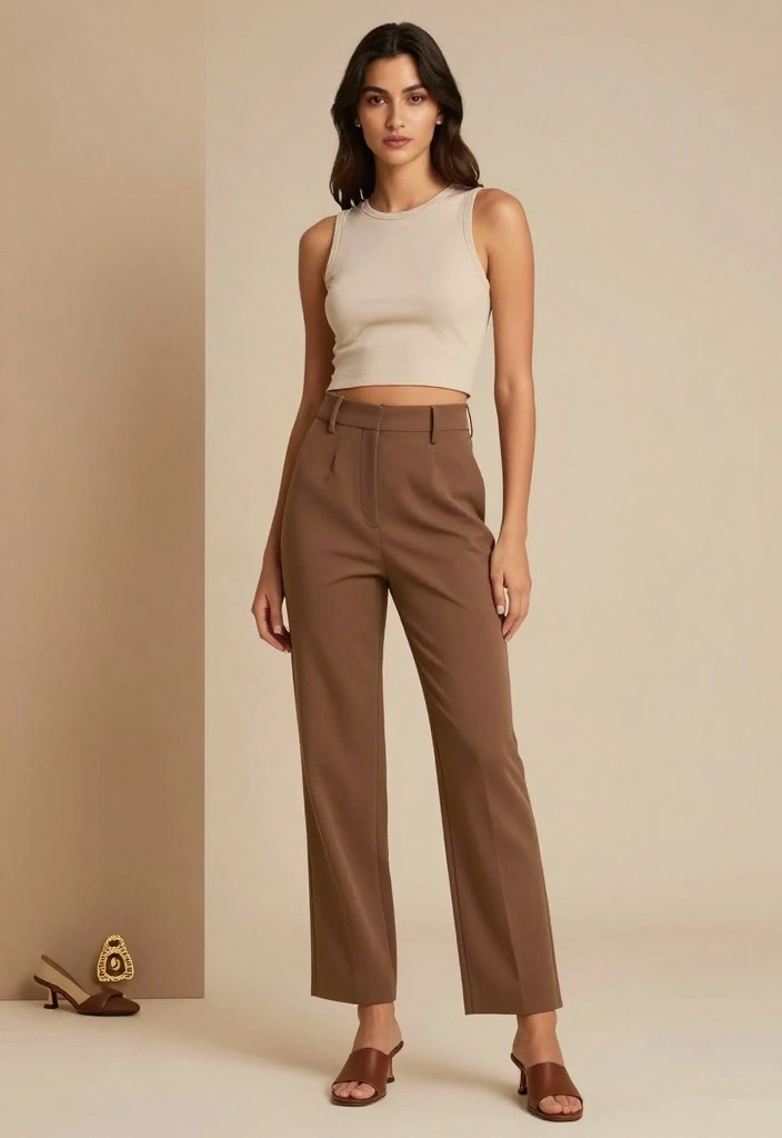 13 Effortless Back to School Looks That Will Make You the Trendsetter in Class! - 6. Layered Crop Top with High-Waisted Trousers 1