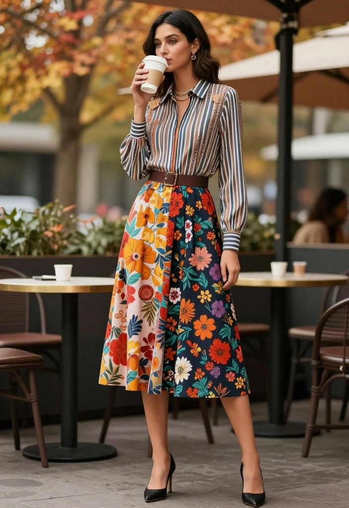 14 Chic Layering Techniques for Cute Fall Outfits Aesthetic You’ll Adore! - 7. Combining Patterns for a Bold Statement 1