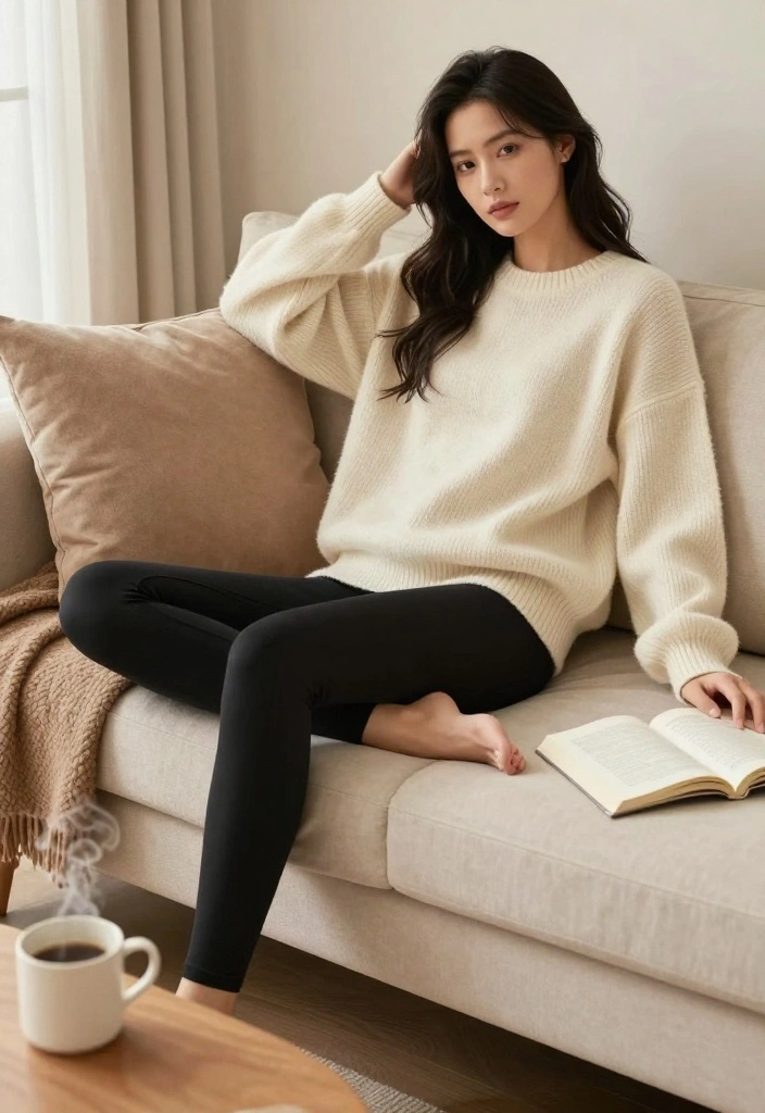 14 Comfortable Yet Chic Aesthetic Outfit Ideas You Need to Try Now! - 1. Oversized Sweater and Leggings 1