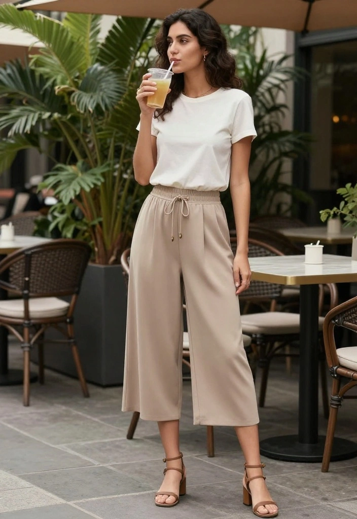 14 Comfortable Yet Chic Aesthetic Outfit Ideas You Need to Try Now! - 11. Culottes and Basic Tee 1