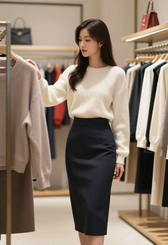 14 Comfortable Yet Chic Aesthetic Outfit Ideas You Need to Try Now! - 12. Cropped Sweater with High-Waisted Skirt 1