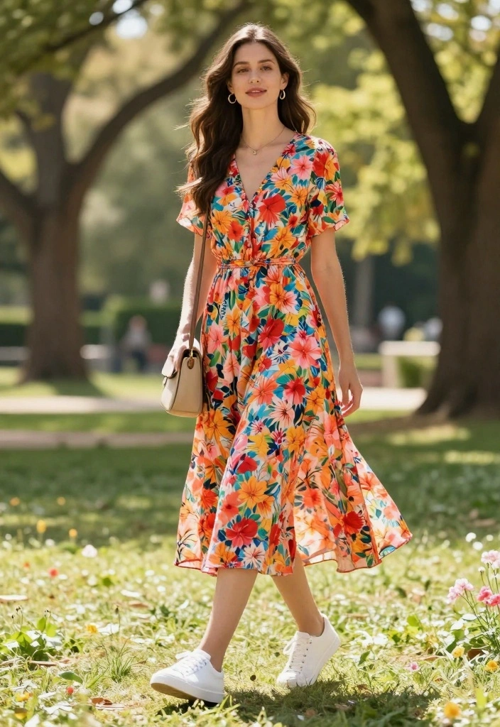14 Comfy Casual Outfits for Women with Tips That Make You Look Fabulous! - 2. Flowy Dress with Sneakers 1