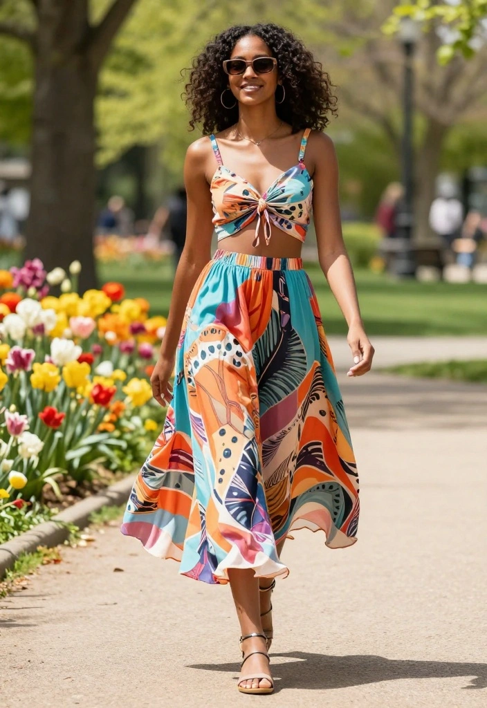 14 Easy and Chic Summer Outfit Ideas for Women That Are Total Game Changers! - 5. Flowy Skirt and Crop Top 1