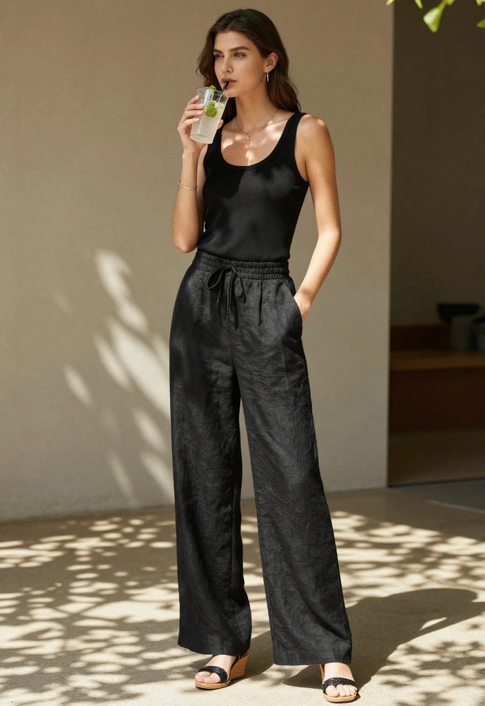 14 Easy and Chic Summer Outfit Ideas for Women That Are Total Game Changers! - 7. Linen Trousers and Tank Top 1