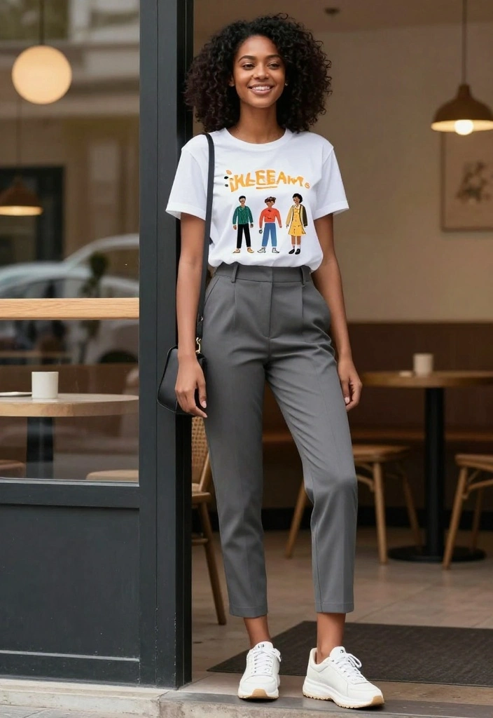 14 Stylish Outfit Ideas for Daily Wear That Will Make You Look Effortlessly Chic! - 11. Casual Chic with a Graphic Tee 1