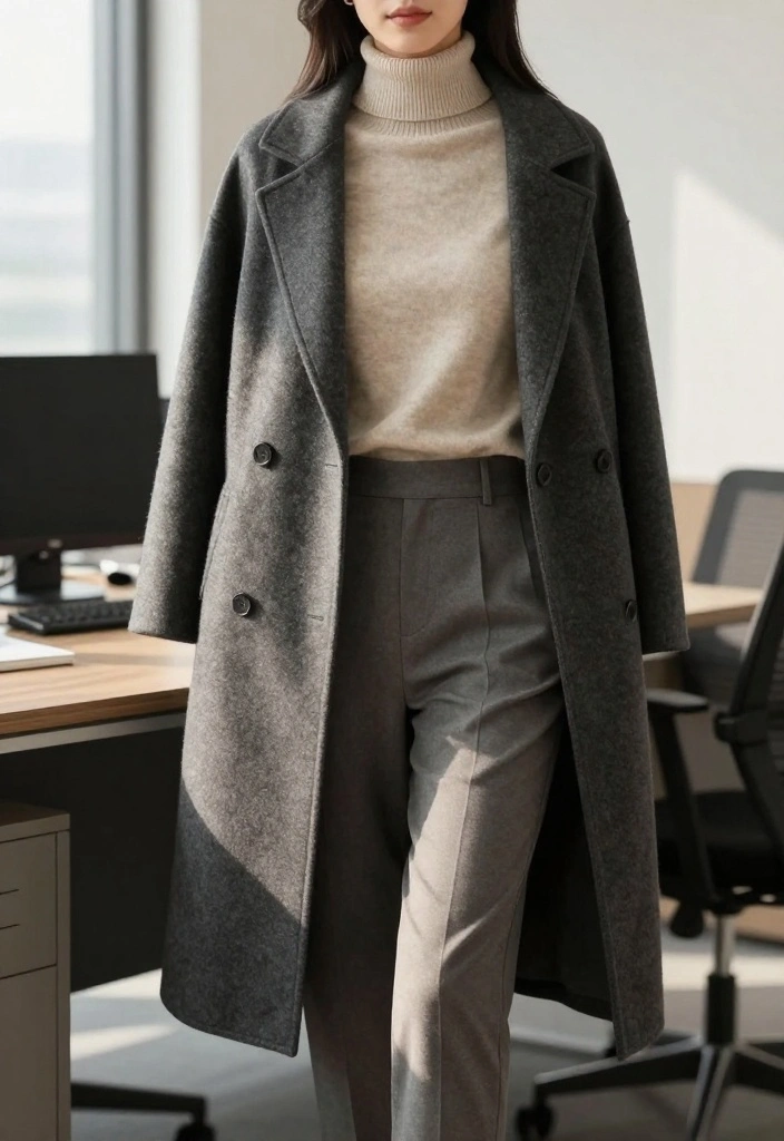 14 Stylish Winter Work Outfits That Will Make You the Talk of the Office! - 1. Layered Neutrals with a Statement Coat 1