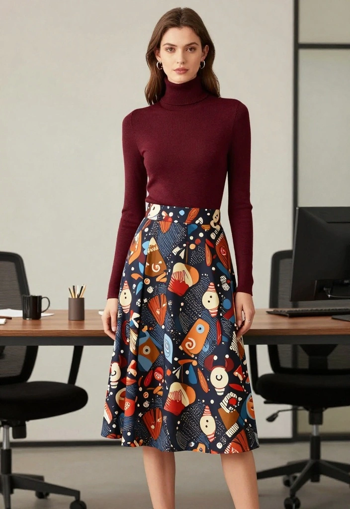 14 Stylish Winter Work Outfits That Will Make You the Talk of the Office! - 9. Classy Turtleneck with a Midi Skirt 1