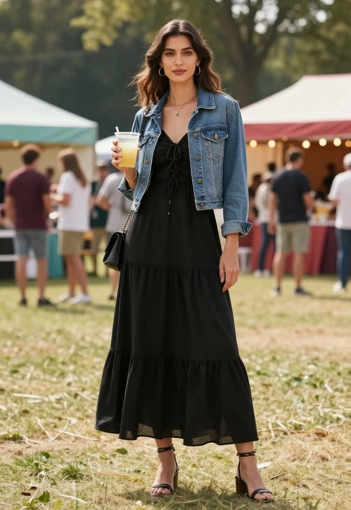 14 Sustainable College Outfit Ideas for Women That Are Both Trendy and Eco-Friendly! - 10. Breezy Maxi Dress & Denim Jacket 1