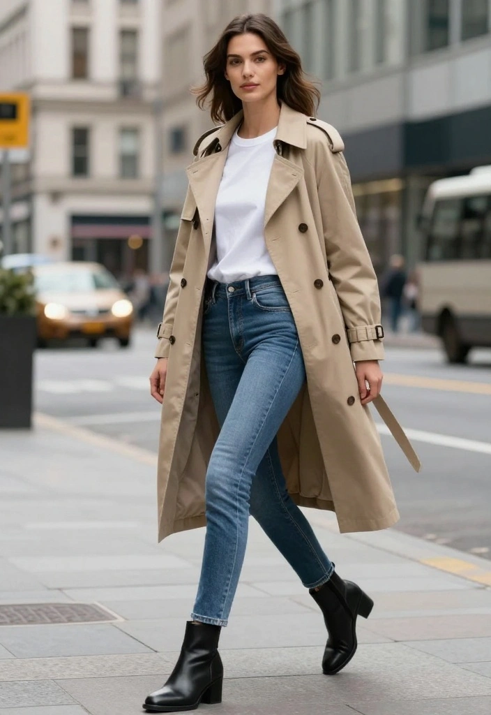 14 Urban Vacation Outfit Ideas for Women That Will Turn Heads in Any City! - 14. Classic Trench Coat Over Casuals 1
