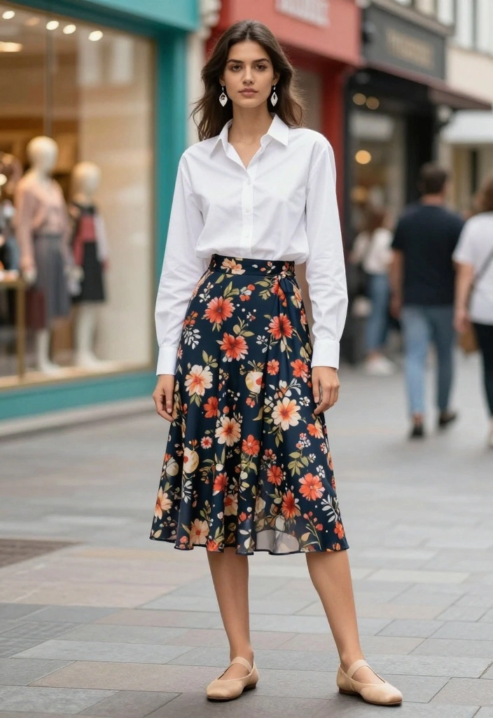 14 Urban Vacation Outfit Ideas for Women That Will Turn Heads in Any City! - 6. Classic White Shirt & Skirt Combo 1