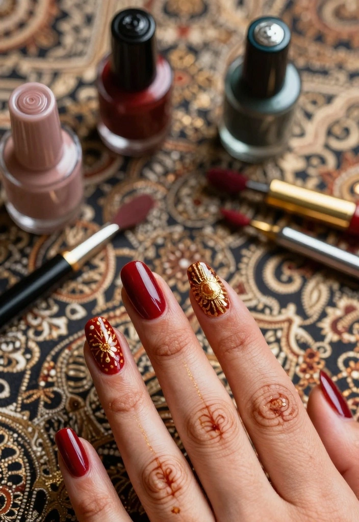 15 Gorgeous Bridesmaids Nails Designs Your Bridal Party Will Adore! - 11. Cultural and Traditional Designs 1