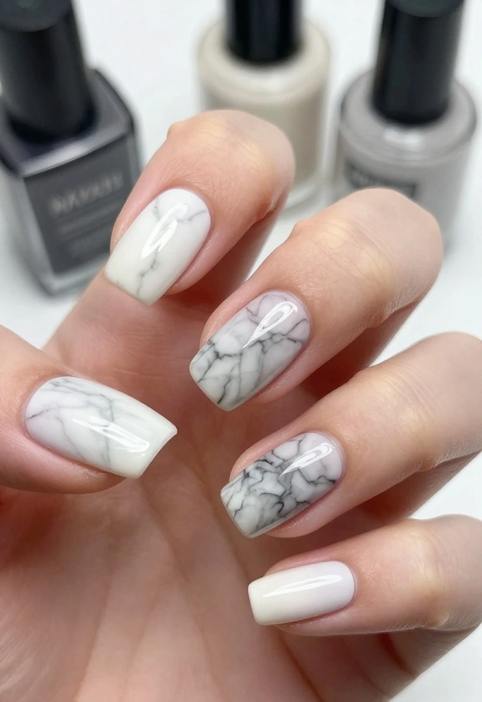 15 Gorgeous Bridesmaids Nails Designs Your Bridal Party Will Adore! - 14. Chic Marble Effects 1