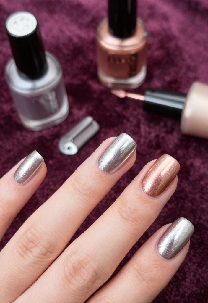 15 Gorgeous Bridesmaids Nails Designs Your Bridal Party Will Adore! - 8. Metallic Magic 1