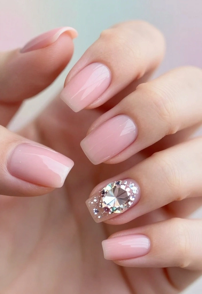 15 Gorgeous Gem Nails Simple Ideas to Elevate Your Nail Game! - 1. Stunning Single Gem Accent 1