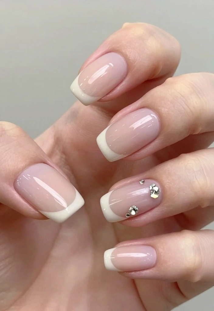 15 Gorgeous Gem Nails Simple Ideas to Elevate Your Nail Game! - 14. Elegant Negative Space with Gems 1