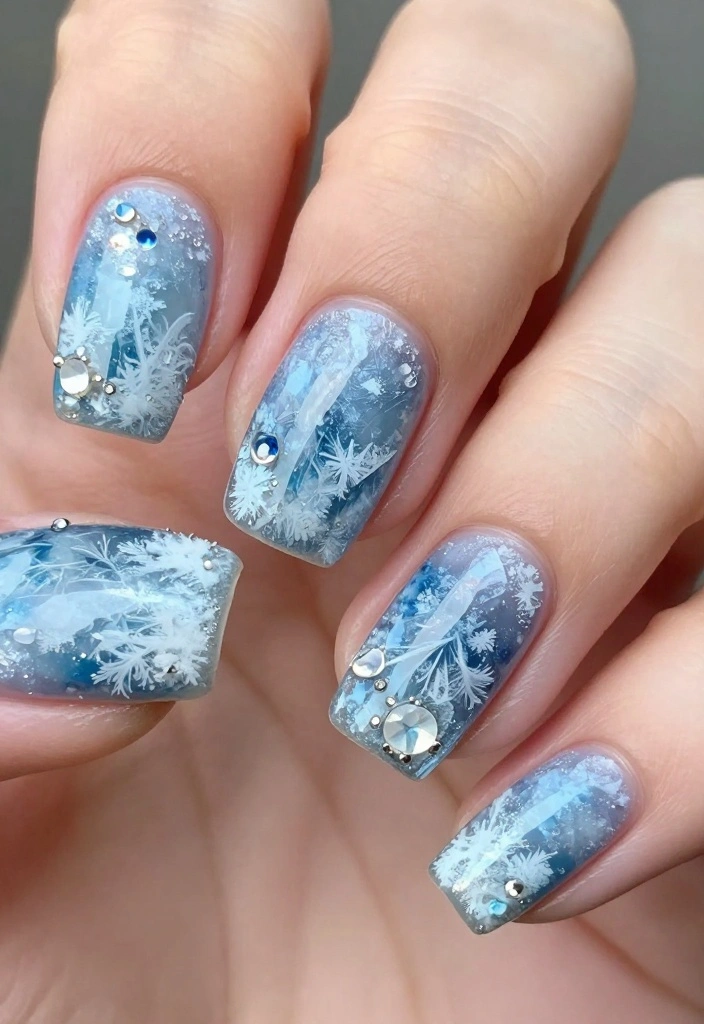 15 Gorgeous Gem Nails Simple Ideas to Elevate Your Nail Game! - 15. Crystalized Ice Effect 1