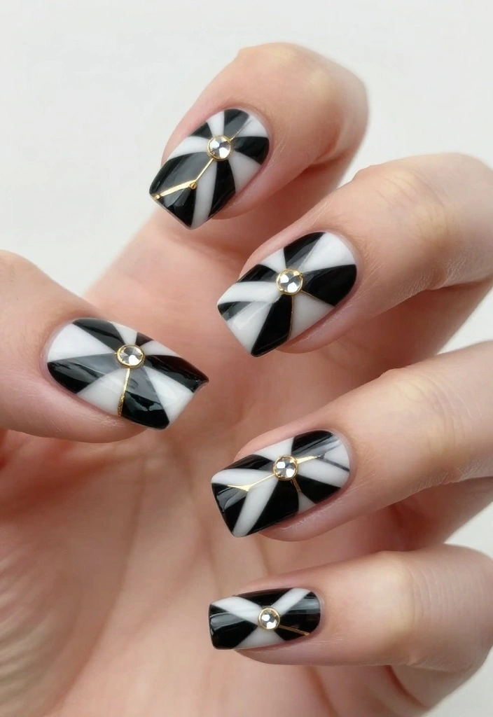 15 Gorgeous Gem Nails Simple Ideas to Elevate Your Nail Game! - 3. Geometric Gem Designs 1