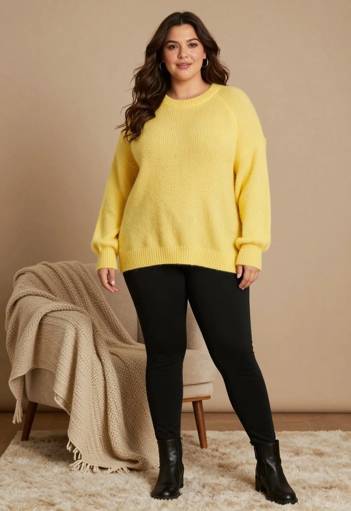 15 Stylish Plus Size Outfits That Prove Casual Can Be Chic! - 1. Cozy Chic: Oversized Sweater with Leggings 1