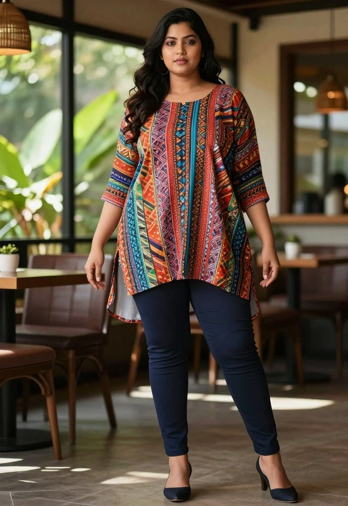 15 Stylish Plus Size Outfits That Prove Casual Can Be Chic! - 6. Tunic Top with Slim-Fit Pants 1