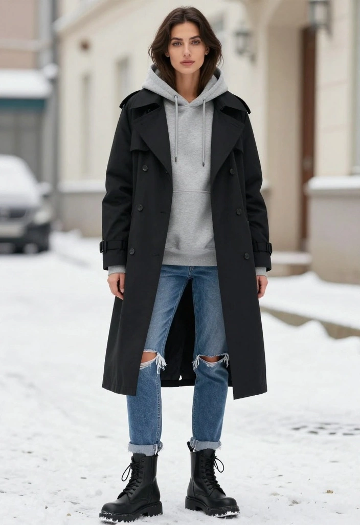 15 Winter Layering Outfit Inspo That'll Keep You Cozy and Chic This Season! - 10. Layered Hoodie with Long Coat 1