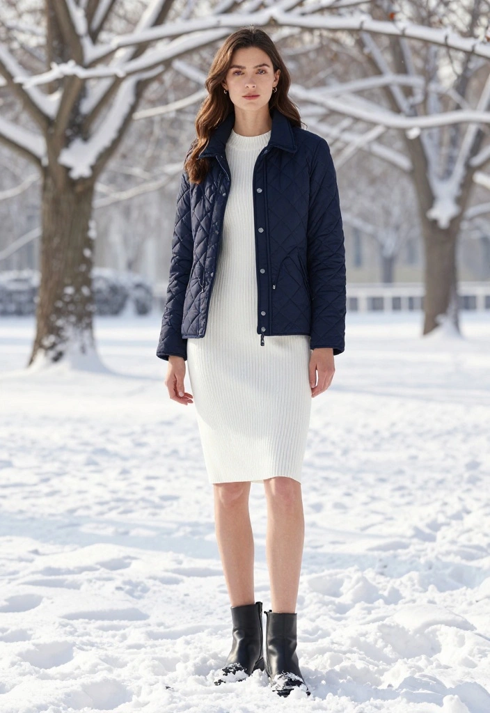 15 Winter Layering Outfit Inspo That'll Keep You Cozy and Chic This Season! - 12. Quilted Jacket with Knit Dress 1