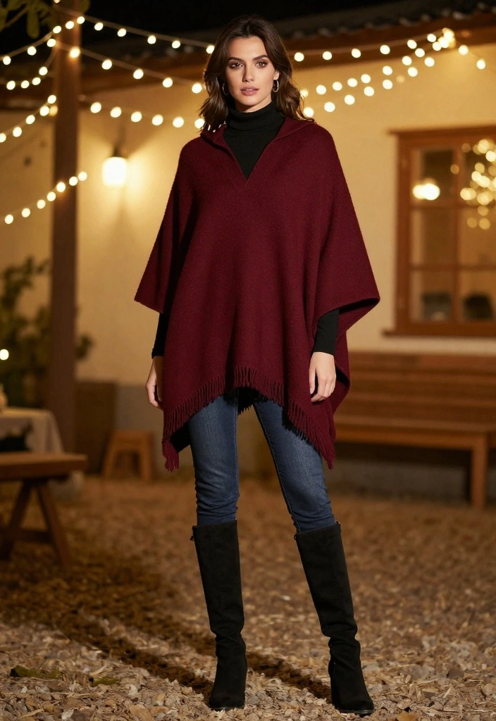 15 Winter Layering Outfit Inspo That'll Keep You Cozy and Chic This Season! - 13. Stylish Poncho with Turtleneck 1