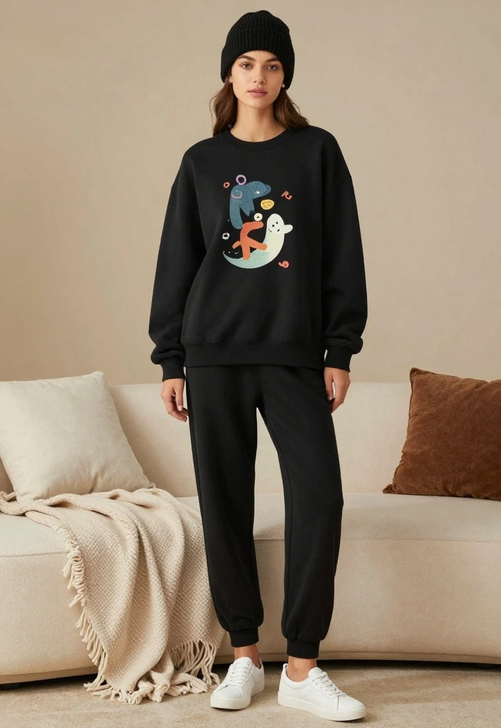 16 Athleisure Outfit Ideas for Women That Are Perfect for the Gym and Beyond! - 5. Cozy Sweatshirt and Joggers 1