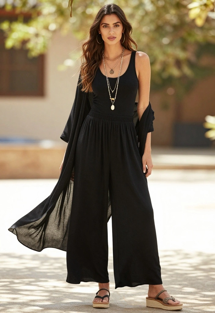 16 Athleisure Outfit Ideas for Women That Are Perfect for the Gym and Beyond! - 9. Bohemian Vibes with Wide-Leg Pants 1