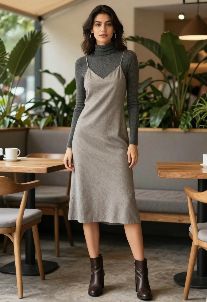 16 Casual Edgy Outfit Ideas That Will Elevate Your Everyday Style! - 10. Stylish Turtlenecks Under Dresses 1