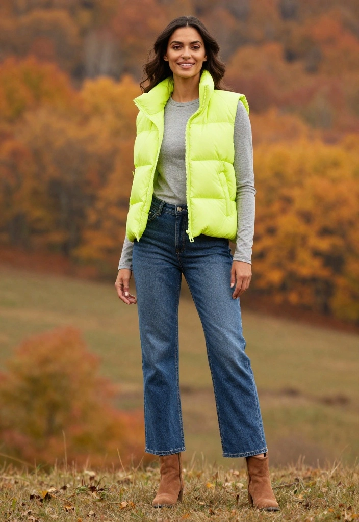 16 Cozy Autumn Looks That’ll Elevate Your Casual Chic Game! - 11. Puffer Vest Over Long-Sleeve Tee 1