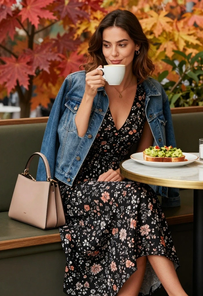 17 Chic and Casual Fall Outfit Inspirations That Will Turn Heads! - 2. Denim Jacket and Midi Dress 1