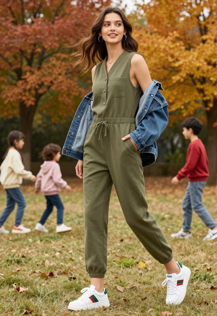 17 Chic and Casual Fall Outfit Inspirations That Will Turn Heads! - 7. Casual Jumpsuit and Sneakers 1