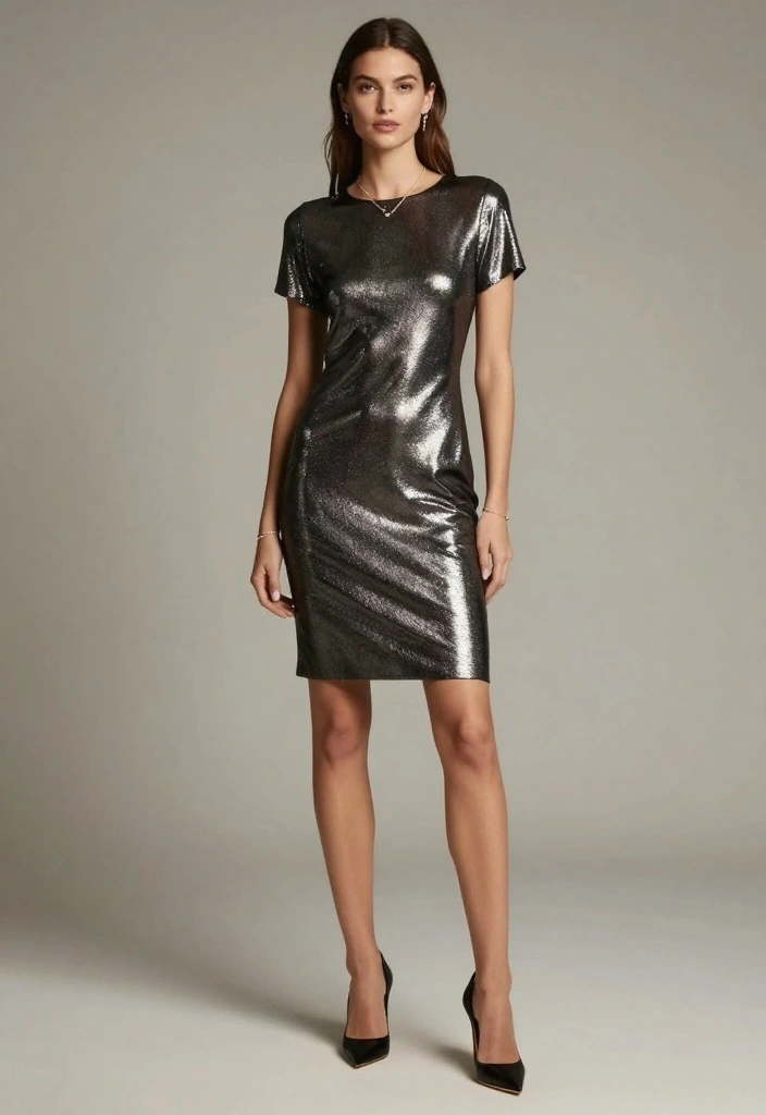 17 Classy Wedding Guest Outfit Ideas That Will Get You Noticed! - 12. Metallic Shift Dress 1