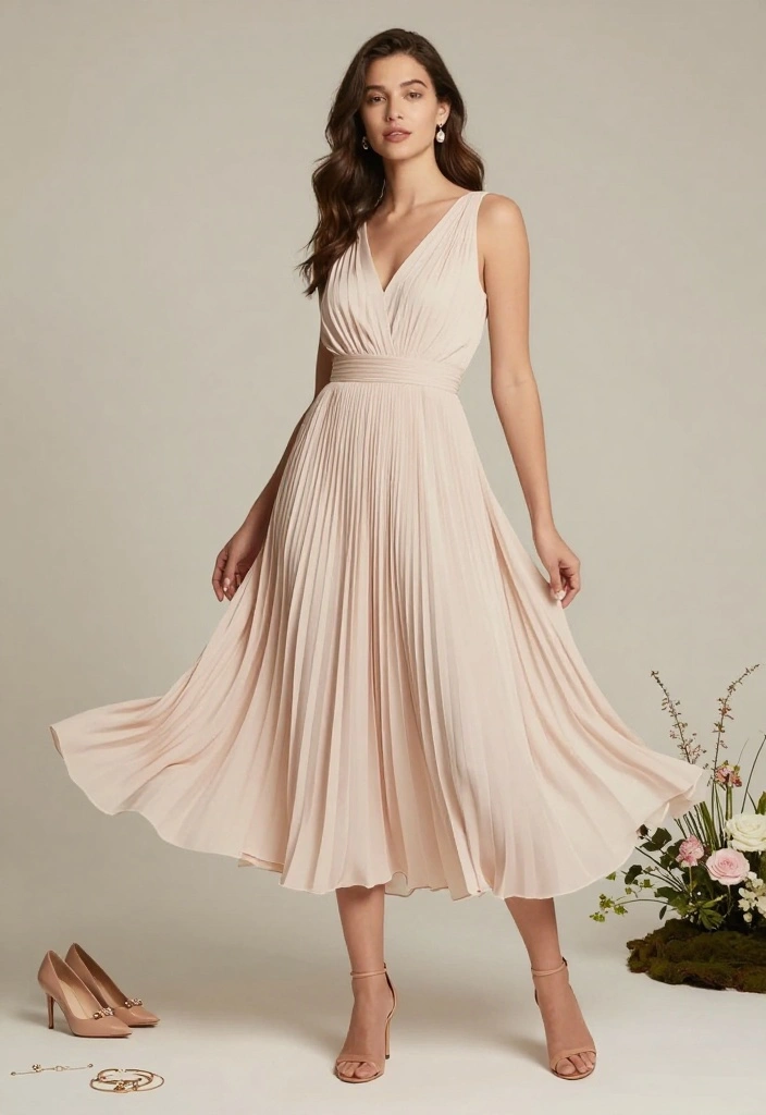 17 Classy Wedding Guest Outfit Ideas That Will Get You Noticed! - 13. Soft Pleated Dress 1