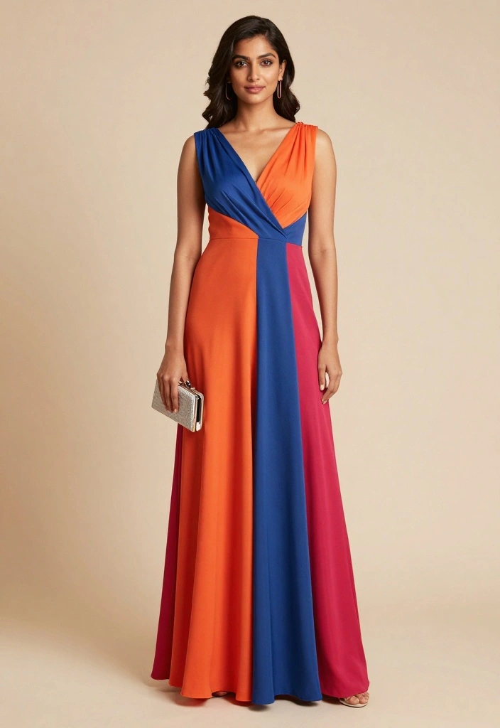 17 Classy Wedding Guest Outfit Ideas That Will Get You Noticed! - 14. Colorblocked Evening Dress 1
