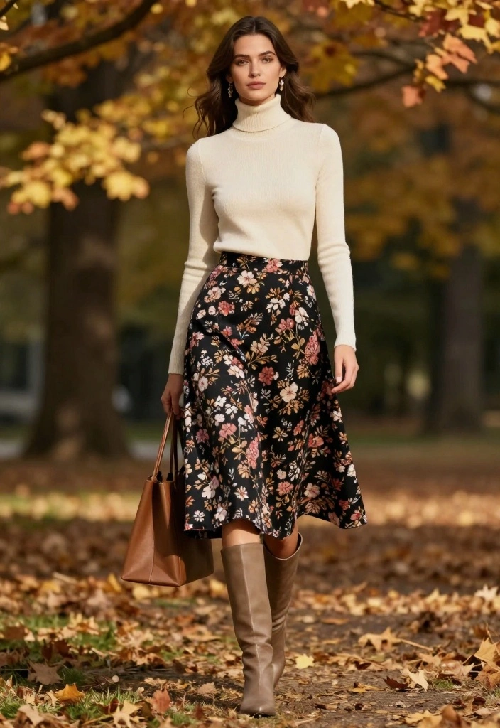 17 Flattering Fall Outfit Ideas to Keep You Stylish and Warm (Don’t Miss #5!) - 4. Turtleneck & Midi Skirt 1
