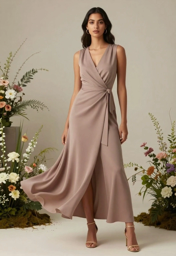 17 Upscale Old Money Outfit Ideas for Women That Are Purely Refined! - 7. Elegant Wrap Dress 1