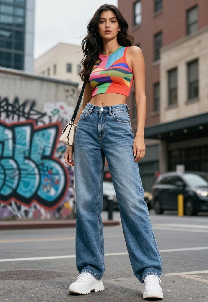 17 Y2K Casual Outfits That Are Perfect for Every Day (You’ll Want to Copy #9!) - 1. Baggy Jeans and Crop Top Combo 1